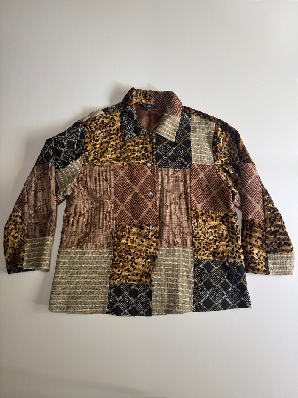Maximalist Y2K Attitude Leopard Patchwork Tapestry Jacket Size L
